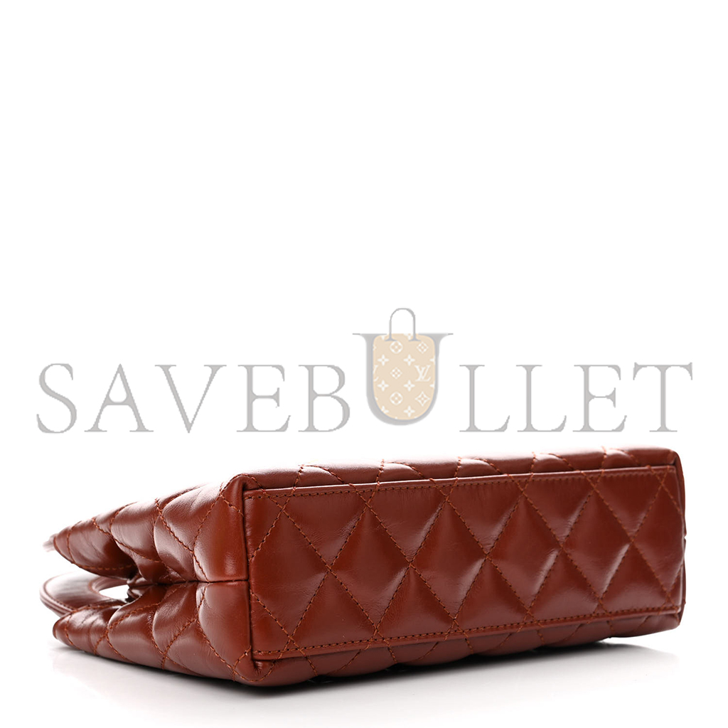 Ch*el shiny aged calfskin quilted nano kelly shopper as4416 (19*13*7cm)